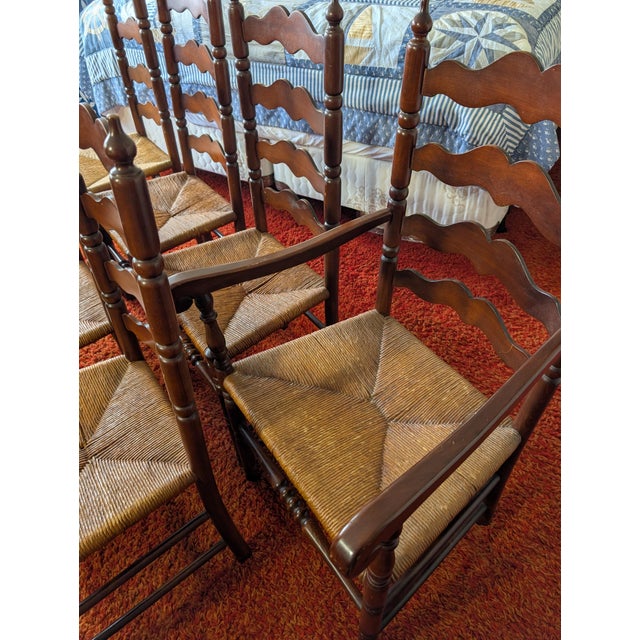 Early 20th Century Vintage Tell City Chair Company Rush-Seat Dining Chairs Set of 7 For Sale - Image 5 of 16