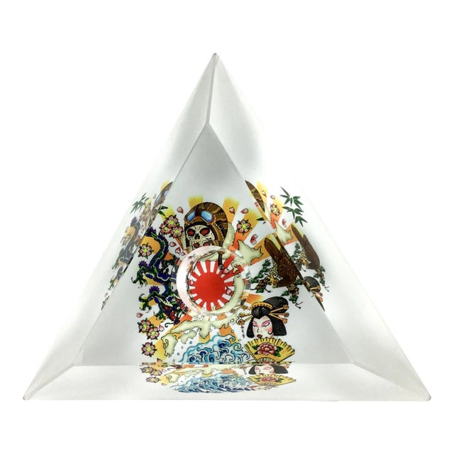 Vintage 90’s Christian Audigier Lucite/ Glass Candle Holder For Sale