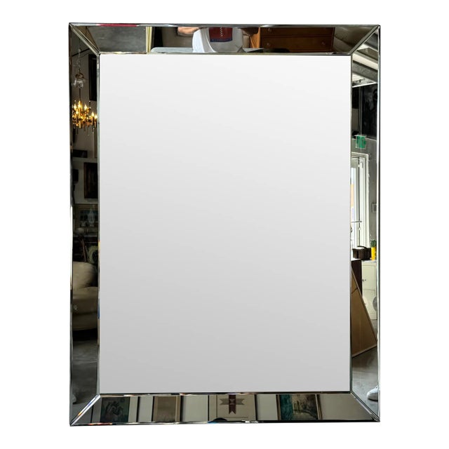 Large Vintage Hollywood Regency Style Beveled Glass Wall Mirror/ Sold For Sale