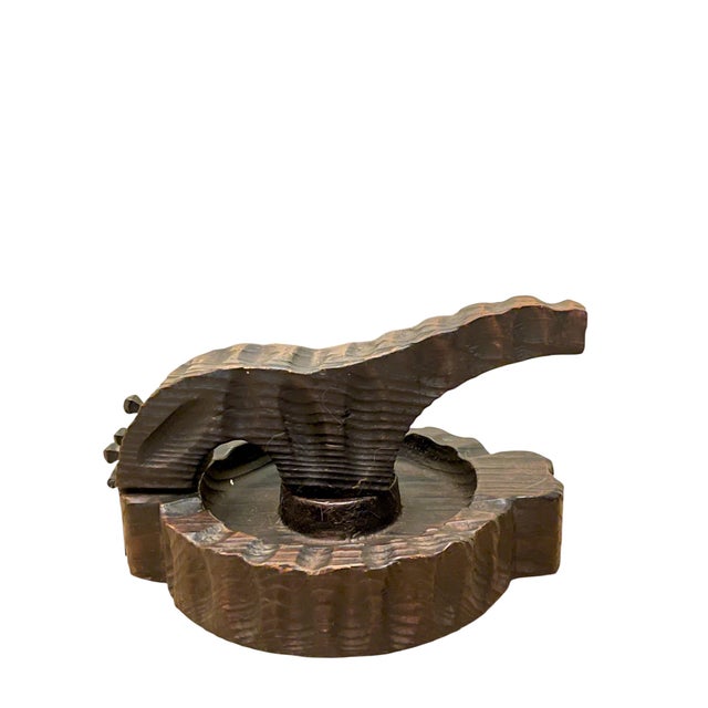 Brown Vintage Tramp Art Hand-Carved Wooden Nutcracker & Catchall For Sale - Image 8 of 10