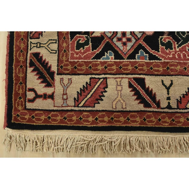 Heriz Rug 5’11” X 8’9” Black Wool Vintage Traditional Hand-Knotted Carpet For Sale - Image 12 of 15
