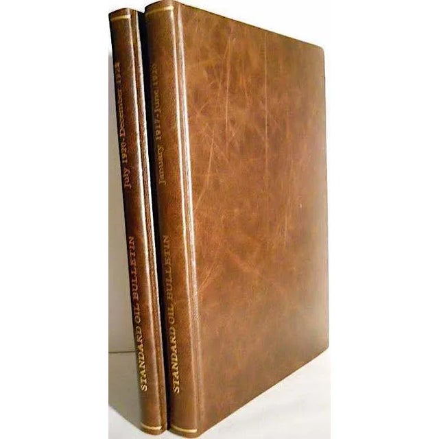 Early 20th Century Custom Bound Leather Antique Books, Standard Oil Bulletin - Set of 2 For Sale In San Francisco - Image 6 of 6