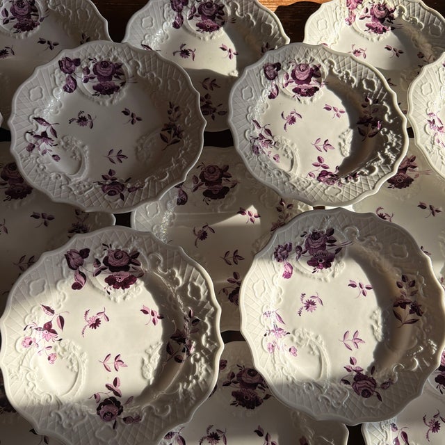 Rose Set of 21 Antique Job Ridgway Cauldon Place Dessert Plates, Pattern B1154, Circa 1808-1814 For Sale - Image 8 of 12