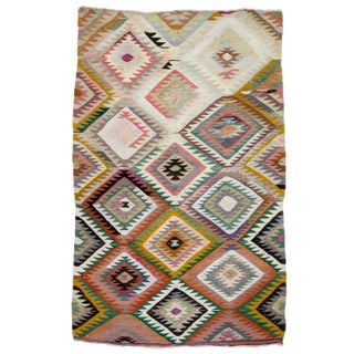 1960s Vintage Handwoven Kilim Rug- 5′11″ × 9′2″ For Sale