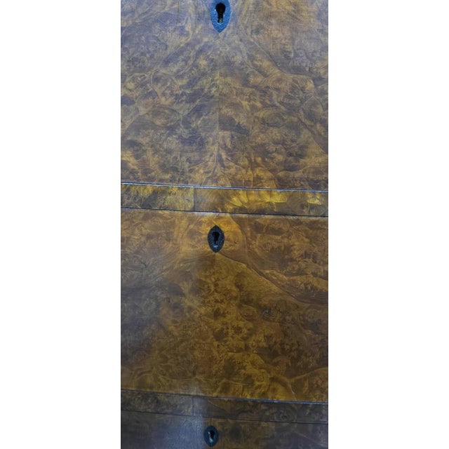 Brown Small Burr Walnut Linen Press, 1910 For Sale - Image 8 of 16