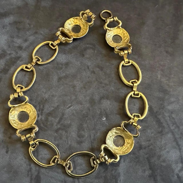 Neoclassical 21st Century Bulgari Style Costume Jewelry Italian Brass and Monete Necklace For Sale - Image 3 of 12
