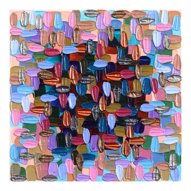 Alone Out There - Original Textured Abstract Acrylic and Glitter Painting on Canvas by Shiri Phillips For Sale