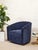 Blue Mid 20th Century Blue Chenille Swivel Chair For Sale - Image 8 of 9