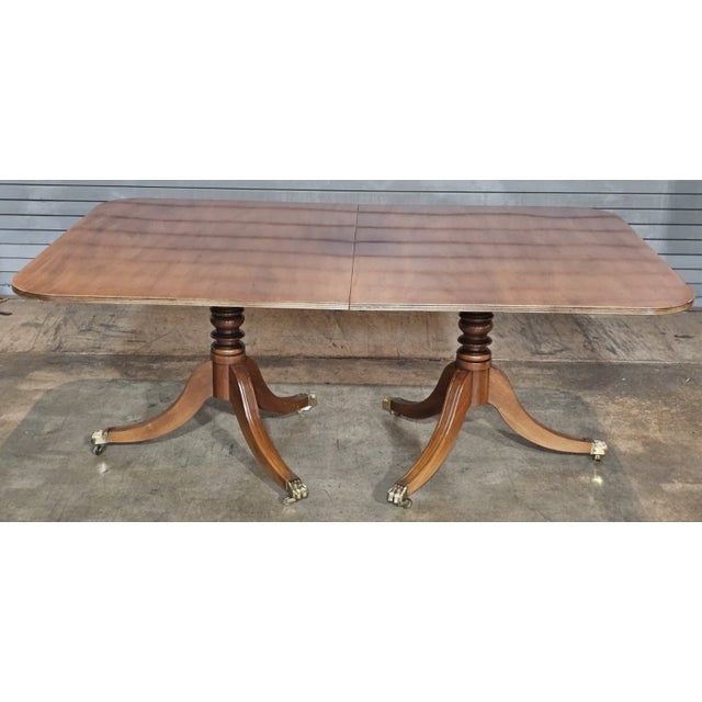 Wood Late 20th Century Kittinger Williamsburg Mahogany Three Part Pedestal Dining Room Table Wa 1043 & 1044 For Sale - Image 7 of 14