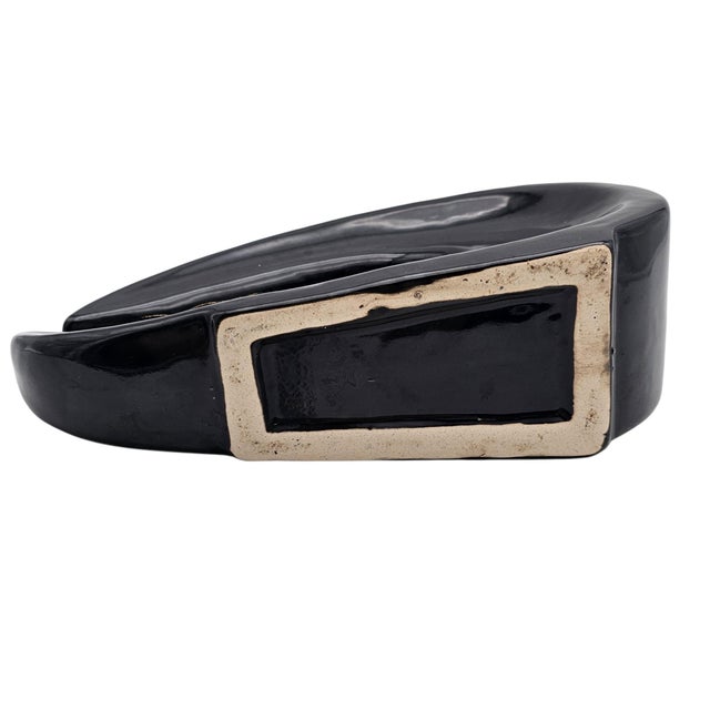 Modern Sculptural Ikebana Ceramic Vase, Crescent Form, 9.25" For Sale - Image 12 of 13