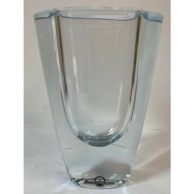 Vintage Swedish Strombergshyttan Crystal Art Glass Vase - Signed For Sale - Image 10 of 10