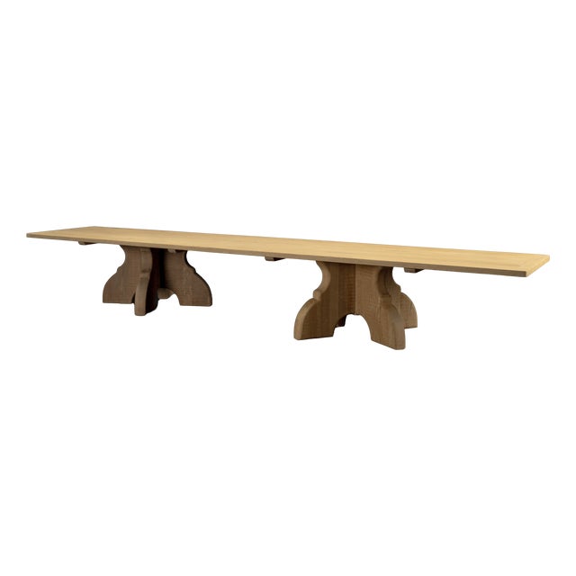 Brutalist Table Handcrafted Soaped Oak Bench, 1960s For Sale