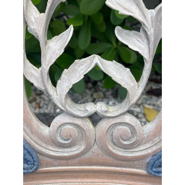 French Provincial Cerused Carved Open Back Armchairs – Pair For Sale - Image 9 of 15