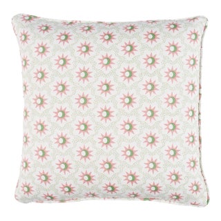 Schumacher Lucie 18" Pillow In Pink & Green For Sale