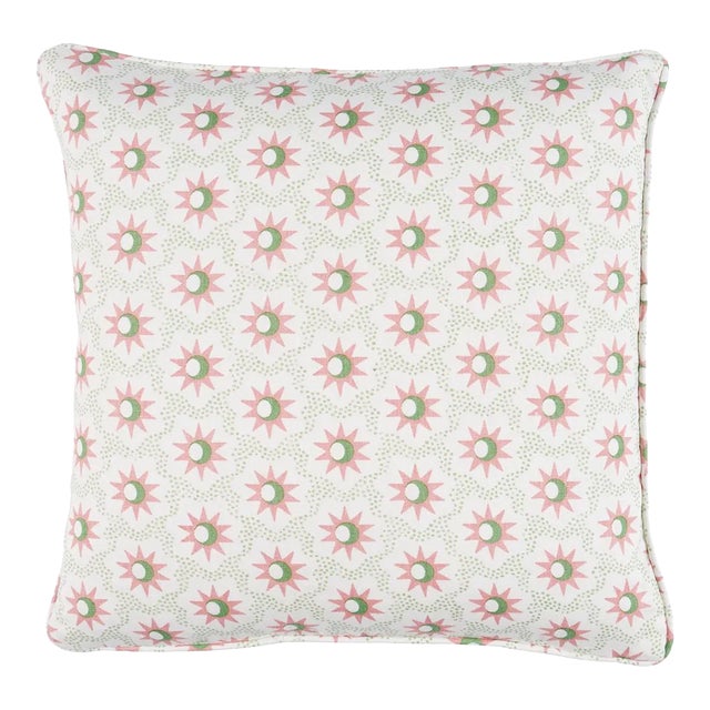 Schumacher Lucie 18" Pillow In Pink & Green For Sale