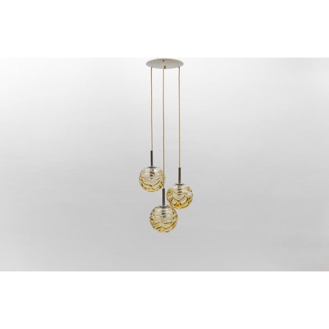 Mid-Century Modern Yellow Murano Glass Ball Pendant Cascading Lamp from Doria Leuchten, Germany, 1960s For Sale - Image 3 of 9