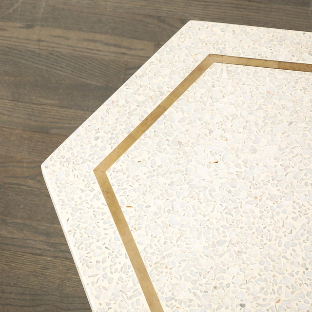 1950s Mid-Century Modernist Hexagonal Terrazzo Side Table by Harvey Probber For Sale - Image 5 of 13