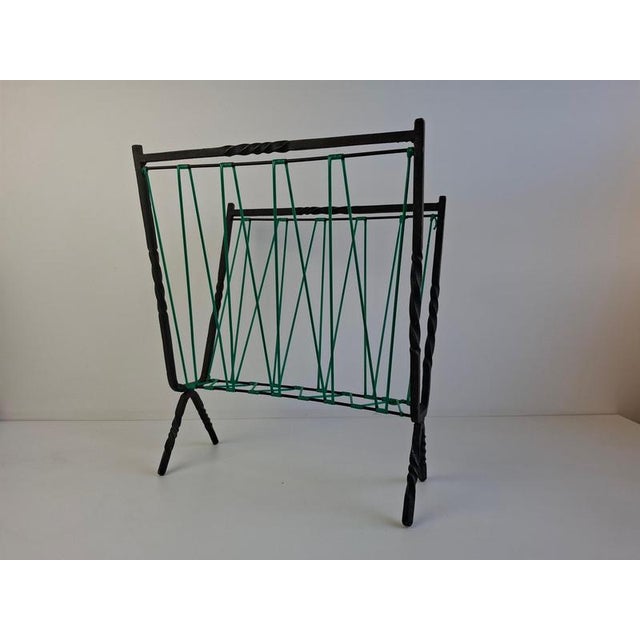 Mid-Century Czechoslovakian Magazine Rack with Green Wire, 1960 For Sale - Image 15 of 18
