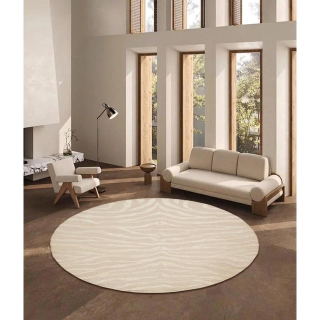 2010s Edgy Hand-Tufted Cream Area Rug- 8' 0'' X 8' 0'' For Sale - Image 5 of 5