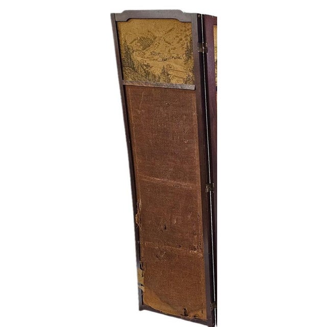 Antique French Provincial Four-Panel Tapestry Floor Screen and Room Divider For Sale - Image 9 of 11