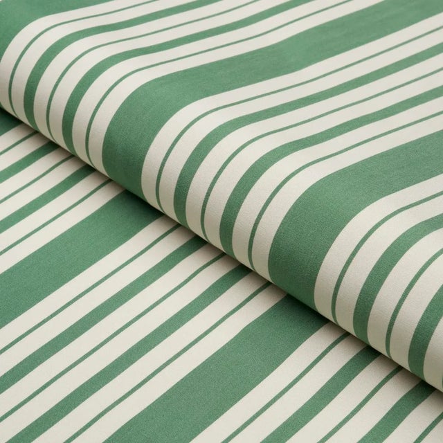 Schumacher Schumacher X Mark D. Sikes Markie Stripe Fabric In Emerald For Sale - Image 4 of 5