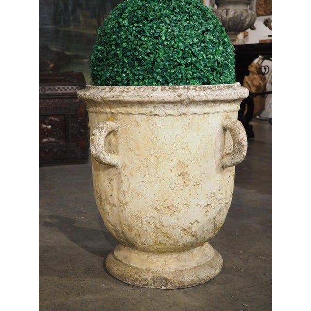 Sculpture Materials Pair of Vintage French Cement Planters With Looped Handles, Circa 1970s For Sale - Image 7 of 18