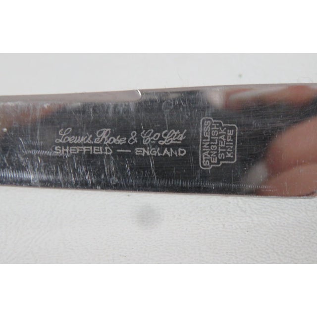 Mid 20th Century Mid Century Modern Lewis Rose Co Sheffield England Stainless Steel Steak Knife Stag Handle For Sale - Image 9 of 10