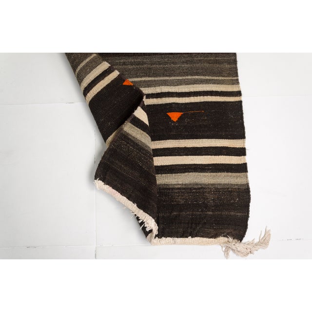 Turkish Stripe Handwoven Antique Kilim Runner For Sale - Image 3 of 10