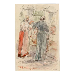 Walter Shirlaw Spanish Figures Streetscape