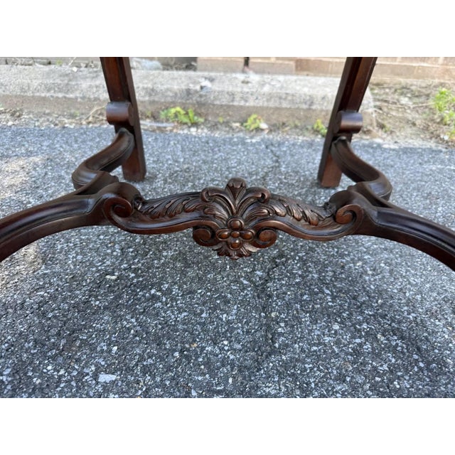 Pair of Antique Anglo-Dutch 19th Century Walnut Carved High Back Hall Chairs For Sale - Image 4 of 12