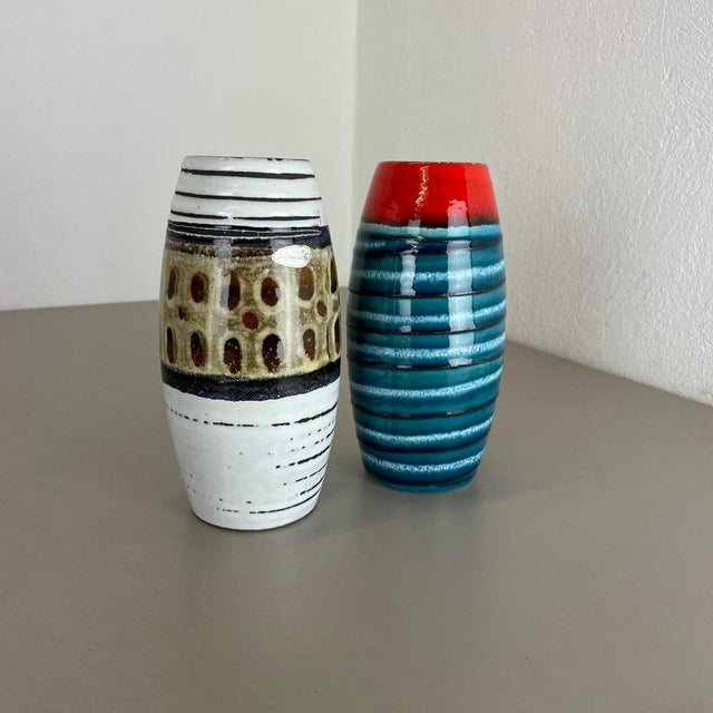 Pop Art Pottery Fat Lava Vases from Scheurich, Germany, 1950s, Set of 2 For Sale - Image 3 of 18