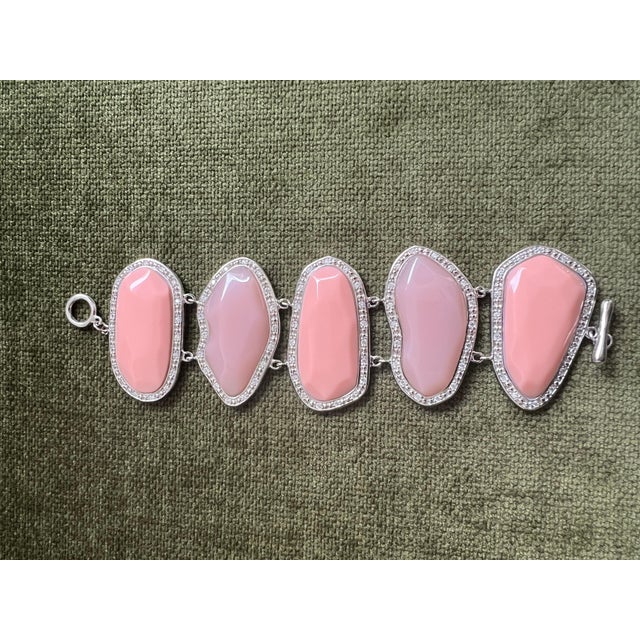 Metal Miriam Salat Candy Lilac Resin with White Topaz and Sterling Silver, Link Cuff For Sale - Image 7 of 9