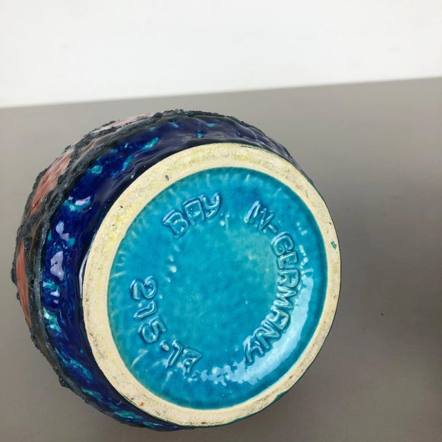 German Multi-Color 215-17 Fat Lava Op Art Pottery Vases from Bay Ceramics, Set of 2 For Sale - Image 18 of 18