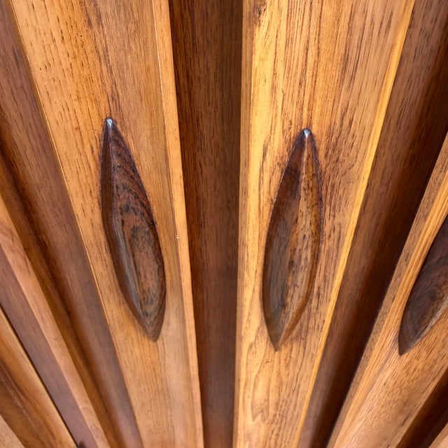 Wood Thomasville Rosewood and Walnut Tall Dresser Chest Mid Century Modern For Sale - Image 7 of 12