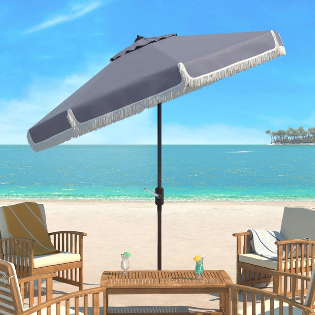 Summer afternoons at Mayfair’s private member’s club inspired this posh eleven foot crank umbrella. Its classic grey...