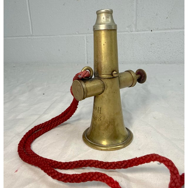 Rare Antique 19th Century German Engraved Brass Silver Signal Horn Trumpet For Sale In New York - Image 6 of 12