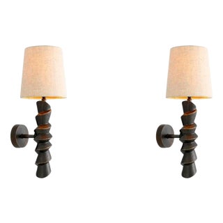 Bronze Finish Wall Lamps, Set of 2 For Sale
