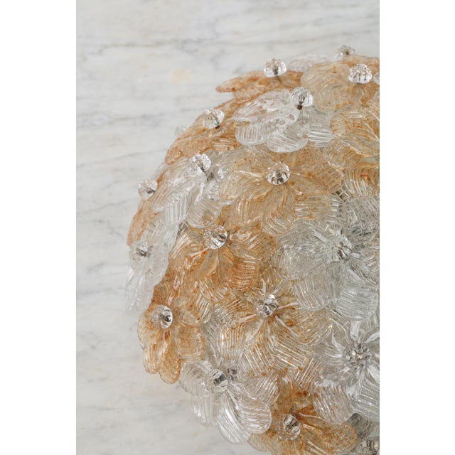 1980s Wonderful Orange and Transparent Murano Glass Ceiling Light Flower by Seguso For Sale - Image 9 of 12