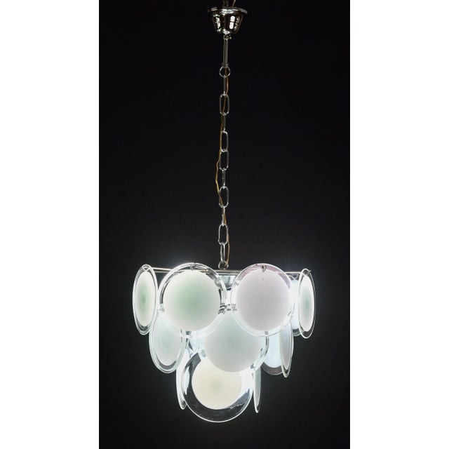 Vistosi Murano 1970s Disc White Murano Glass Chandelier by Vistosi For Sale - Image 4 of 15