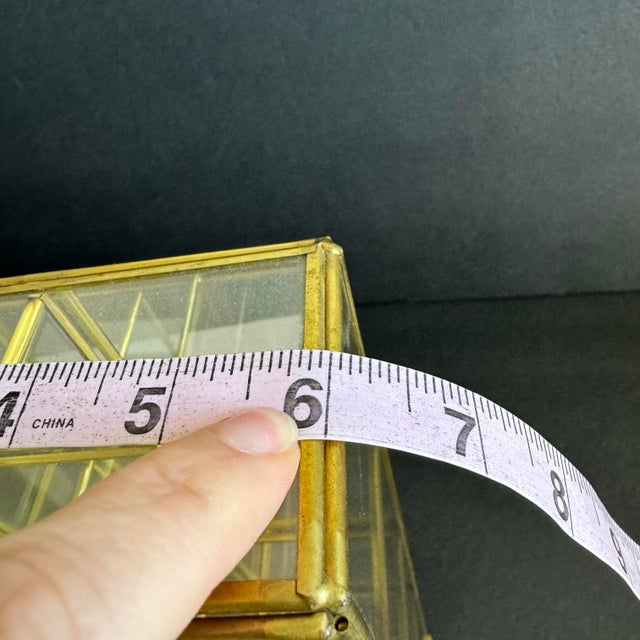 Vintage Brass & Glass Display Shelf Miniature Mirror Box For Sale - Image 12 of 12