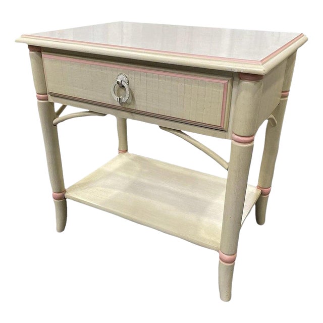 Mid 20th Century Faux Bamboo Coastal Chic Nightstand by Thomasville For Sale