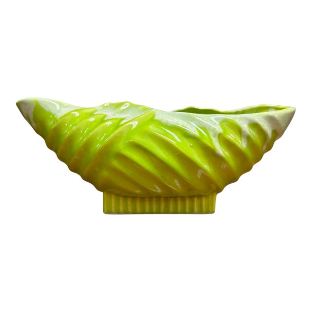 Vintage Hollywood Ceramics California Lime Green Shell Centerpiece Bowl, Mid-Century Modern For Sale