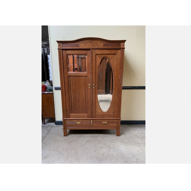 Wood Antique Art Nouveau Wardrobe or Linen Cupboard, 1910 For Sale - Image 7 of 12
