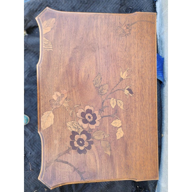 Vintage Marquetry Inlaid Vanity /and Mirror For Sale - Image 4 of 9