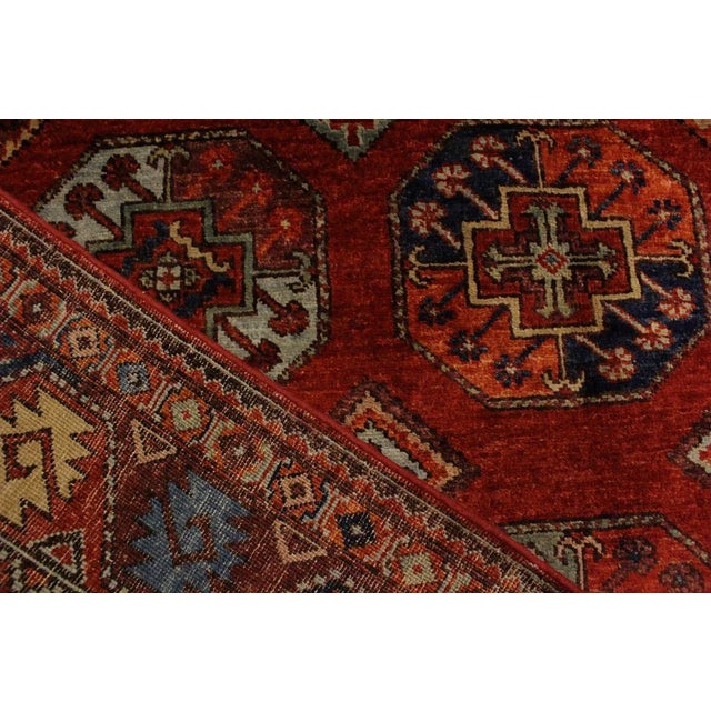 Textile 1980s Semi Vintage Kafkaz Rust/Rust Hand-Knotted Rug - 4'10 X 6'4 For Sale - Image 7 of 8
