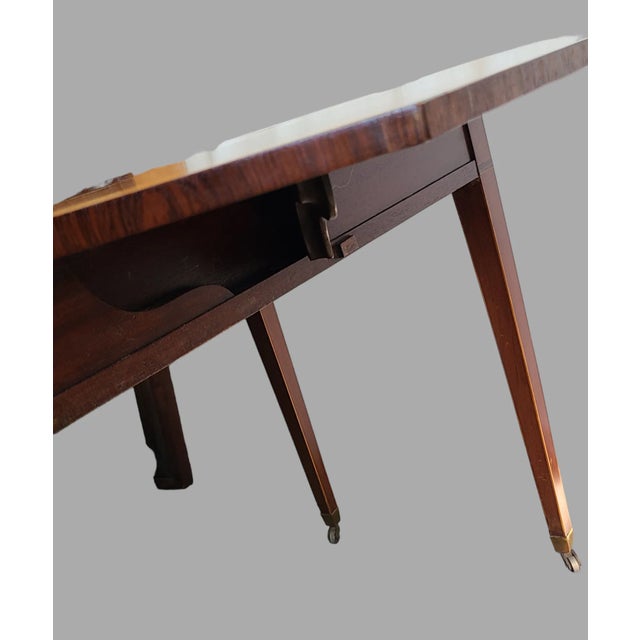 Late 19th Century Antique English Sheraton Rosewood Satin Wood Banded Pembroke Drop Leaf Table For Sale - Image 10 of 11