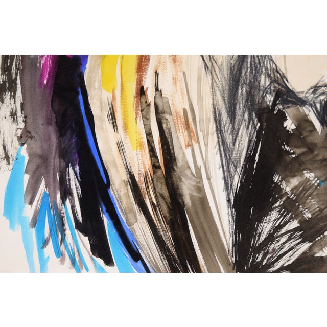 Spirit With Horns - Abstracted Figurative Composition in Acrylic on Paper by Michael William Eggleston For Sale - Image 4 of 9