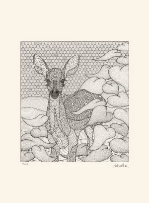 "Fawn" Original Pen and Ink Drawing by Denis Collura