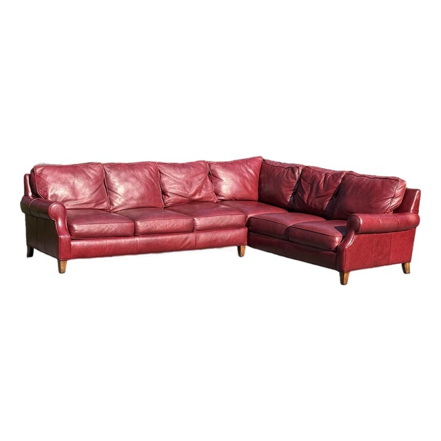Oxblood Red Leather Sectional Sofa by Bradington Young LLC For Sale