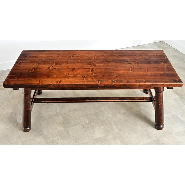 Brown French Mid-Century Brutalist Pine Dining Table For Sale - Image 8 of 14